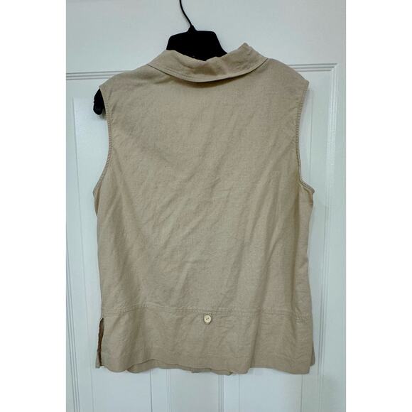 First Option XL women’s linnen blend sleeveless button down tan top - Picture 5 of 5